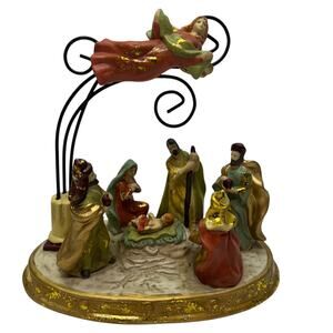 Vintage JC Penny Flying Angel Nativity Porcelain Baby Jesus & 3 Wise Men- Good‎